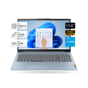 Laptop Lenovo IdeaPad Slim 3 15IAH8, 15.6″ Tactil FHD, Core i5-12450H, 16GB DDR5, SSD 512GB M.2, FreeDOS, Celeste | 83ER00NKLM